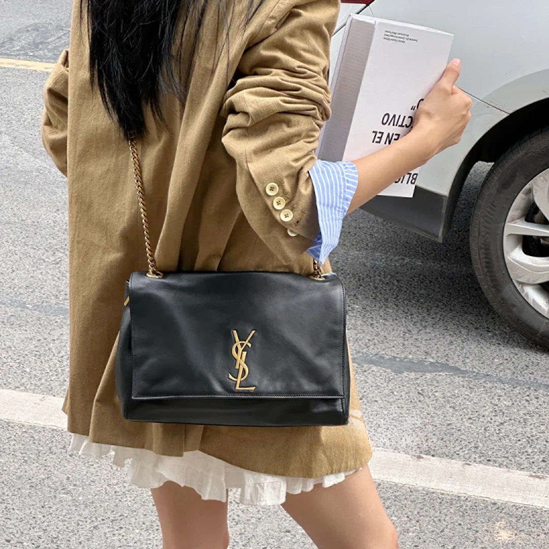 99新 YSL/圣罗兰 双面kate中号黑金光面/99新/优选