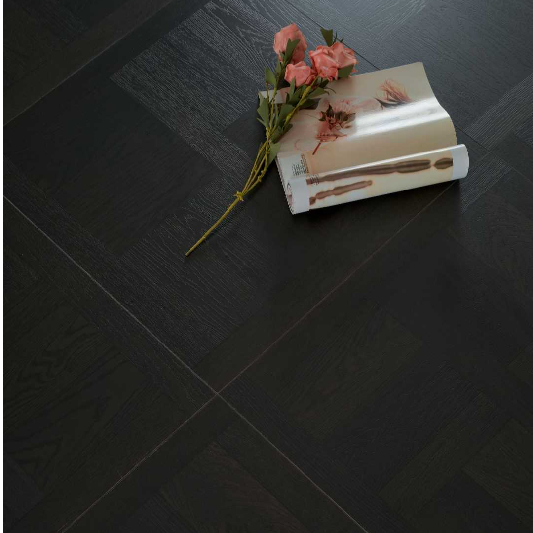 12mm黑色艺术拼花地板真木纹强化复合木地板中古风复古拼花地板