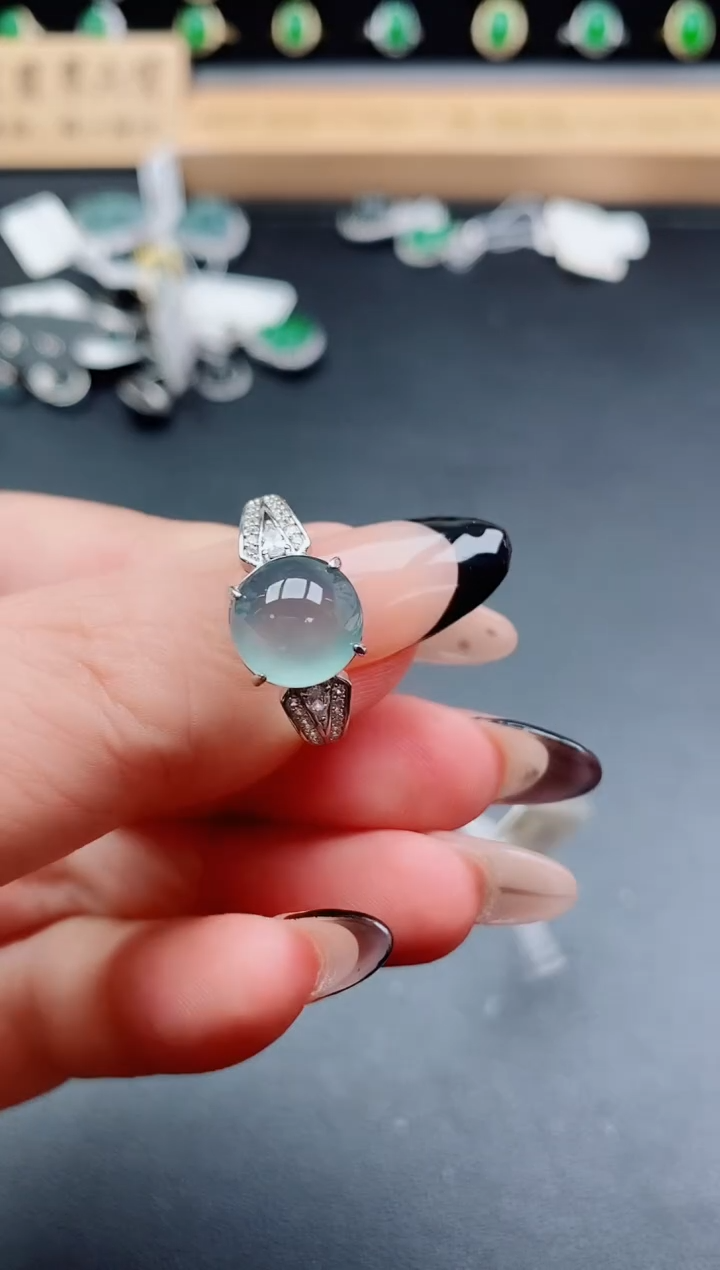 银S925镶嵌戒指翡翠1