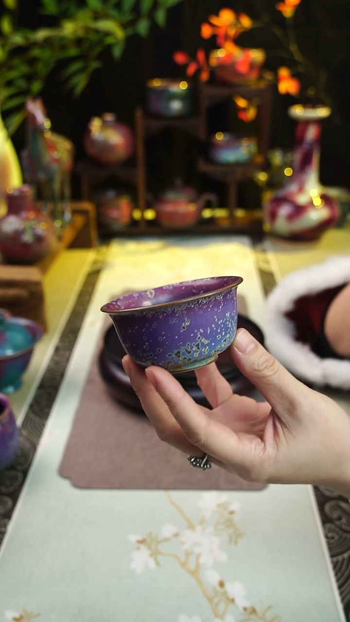 杯子钧瓷海*光纯手工炭烧主人杯