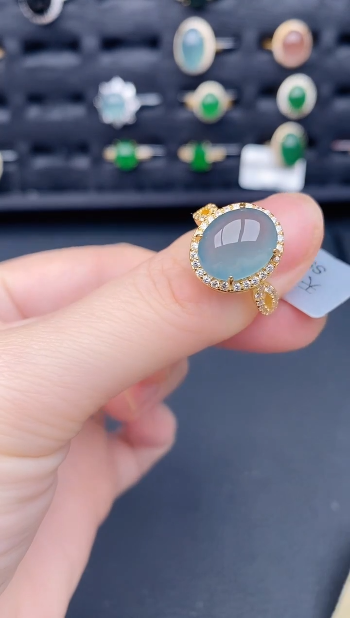 银S925镶嵌戒指翡翠天然a货翡翠137