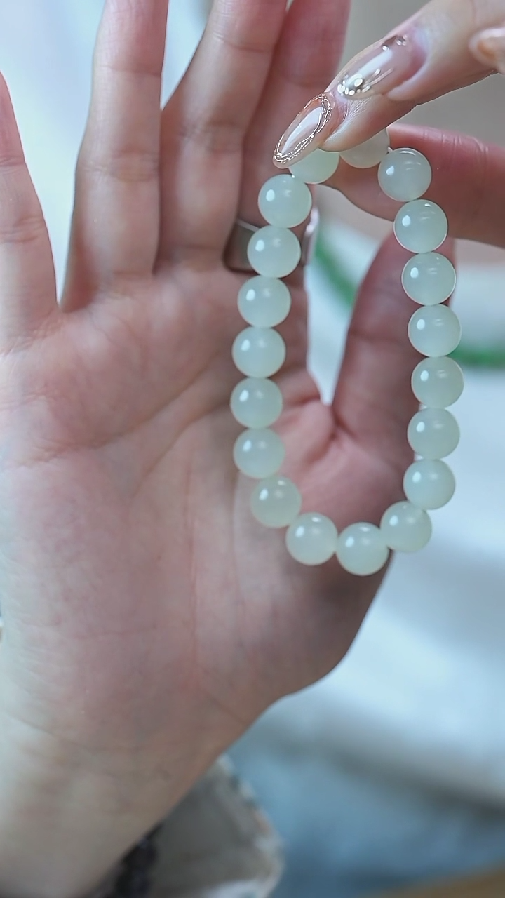 【闪购商品】和田玉手串未镶嵌青海冰底晴水卡10mm