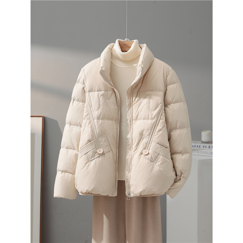 白鸭绒羽绒服女短款2025冬季新款时尚气质小个子立领显瘦保暖外套