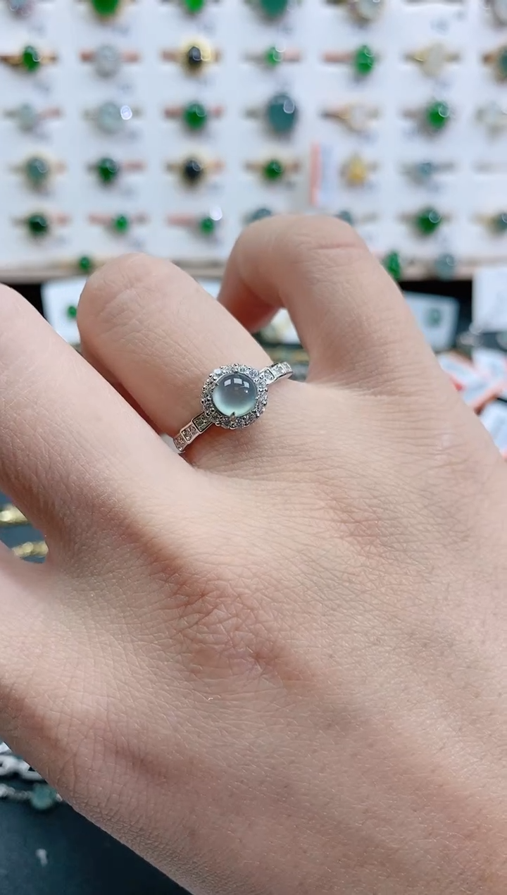 银S925镶嵌戒指翡翠天然翡翠