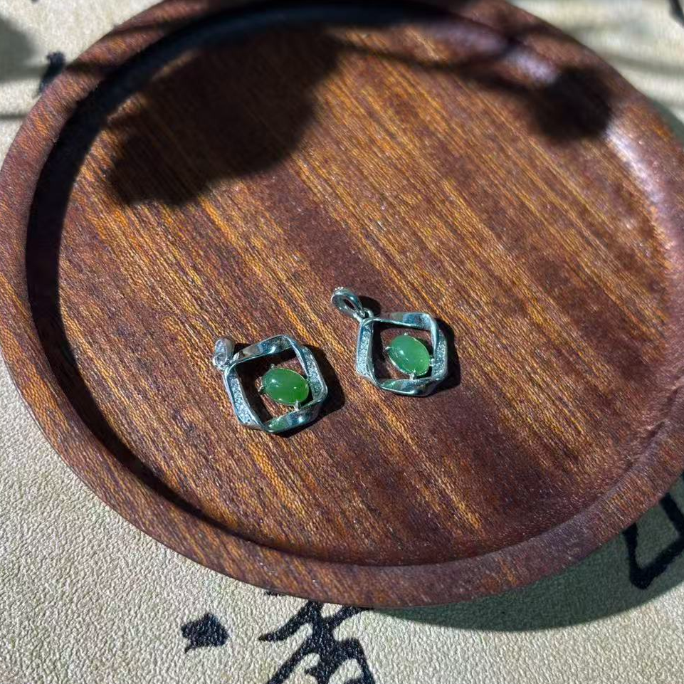 S925和田玉环扣蛋面吊坠*（多样性发一件）