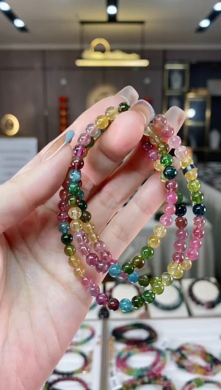 【闪购商品】碧玺三圈手串5mm+未镶嵌一物一证dan