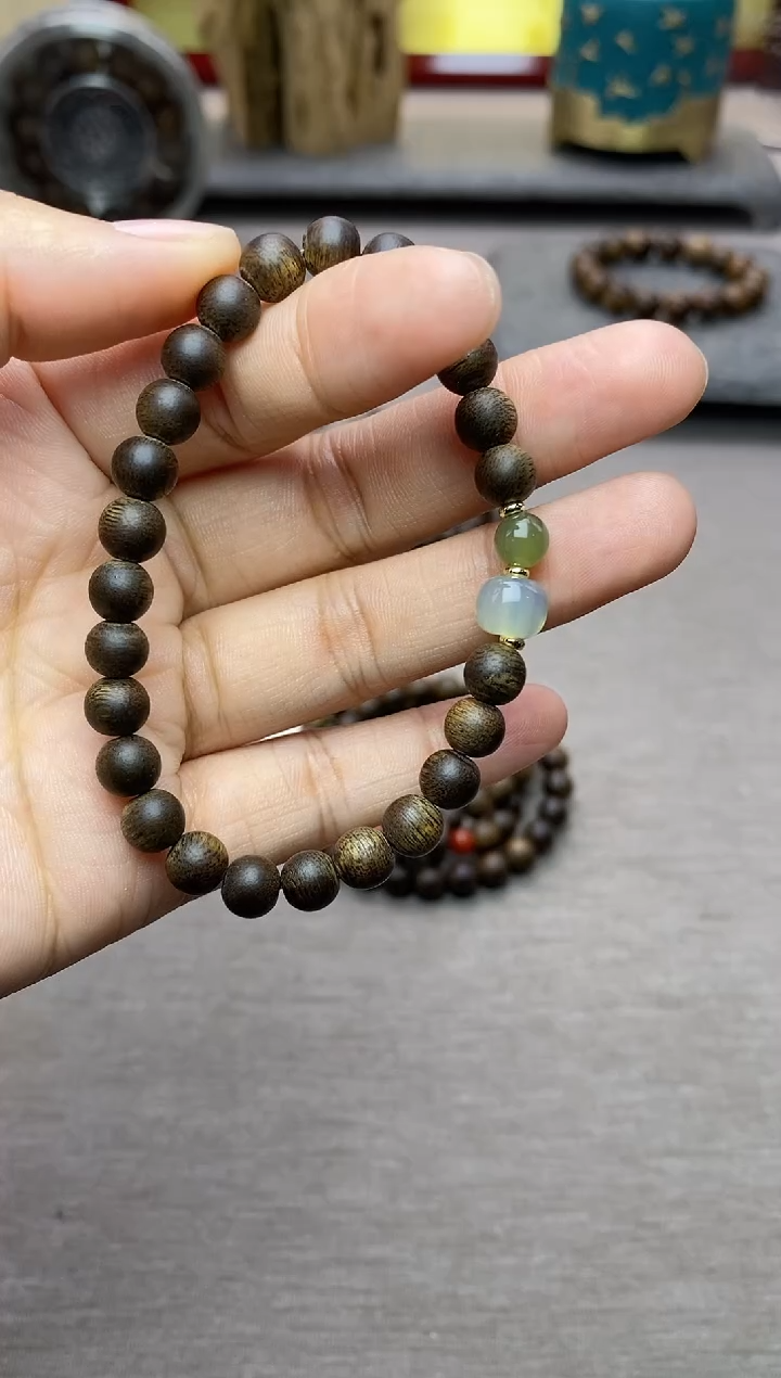 【闪购商品】沉香手串芽庄白棋老料沉水06单圈设计