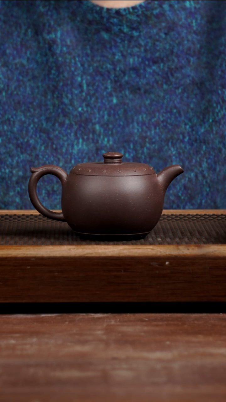 茶壶紫砂五号井底槽青太极鼓320CC