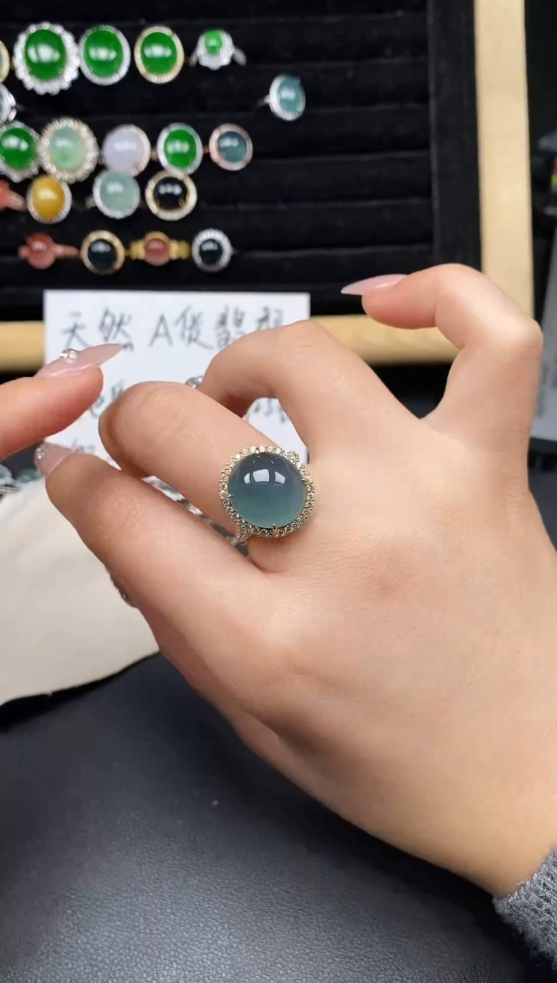 银S925镶嵌戒指翡翠25835