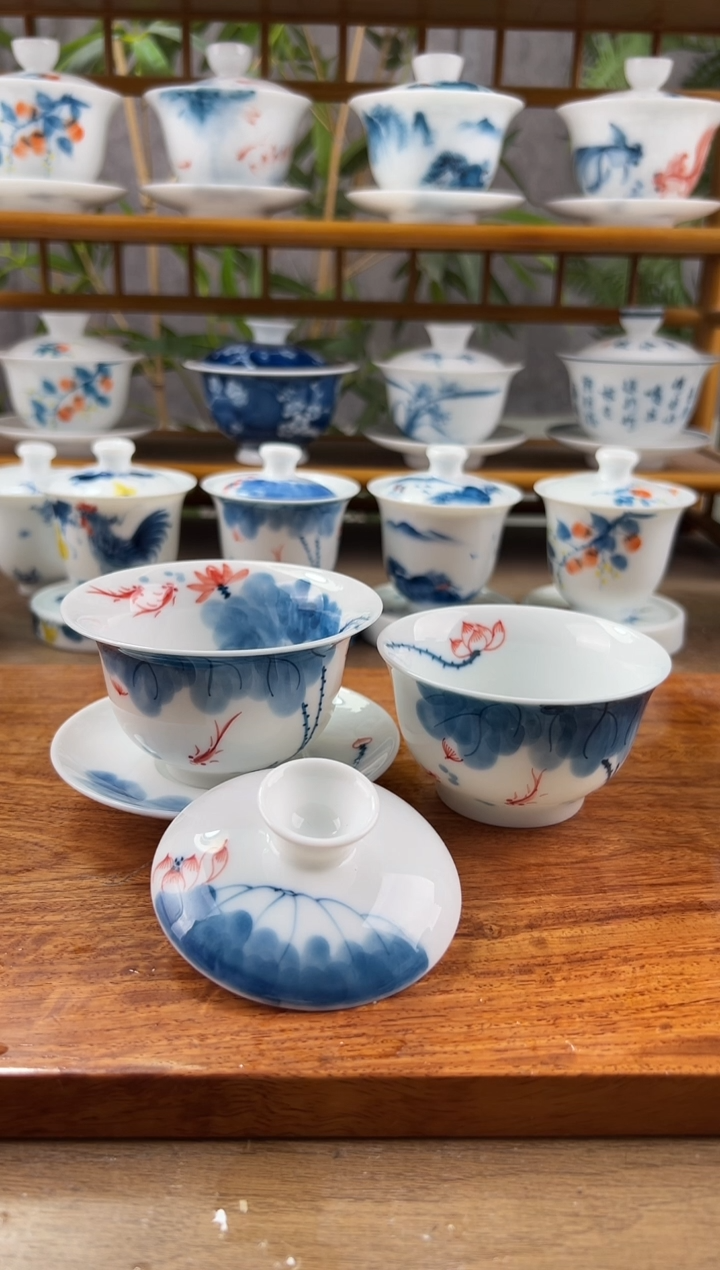 【闪购商品】微瑕线条莲130ml內绘+主人君杯