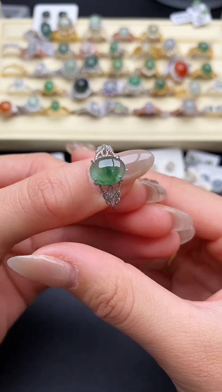 【闪购商品】翡翠戒指银S925镶嵌333333333+7