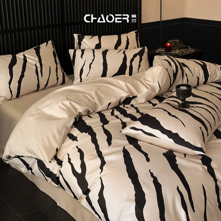 巢尔【赫本】纯棉被套四件套全棉床单被罩床上用品亲肤四件套可机洗