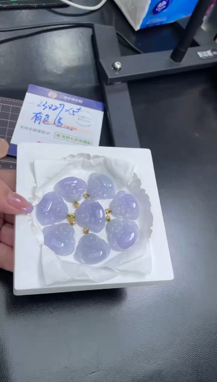 【闪购商品】翡翠挂件18K金镶嵌满紫佛公FL99多样性发其一CP配绳