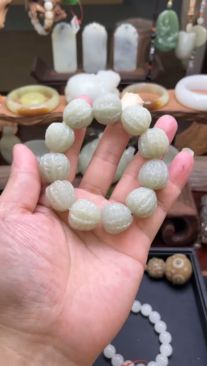 【闪购商品】和田玉手串未镶嵌D卡20且末迪克兰核桃手串