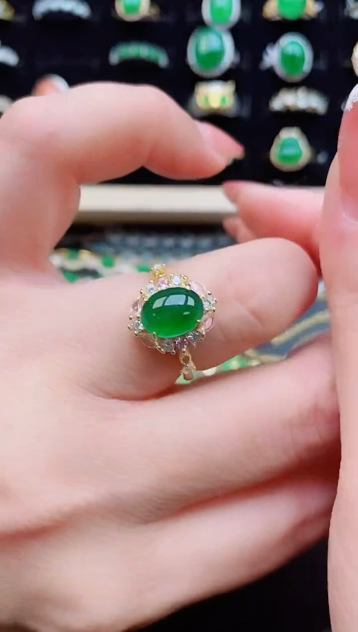 【闪购商品】翡翠戒指银S925镶嵌12121