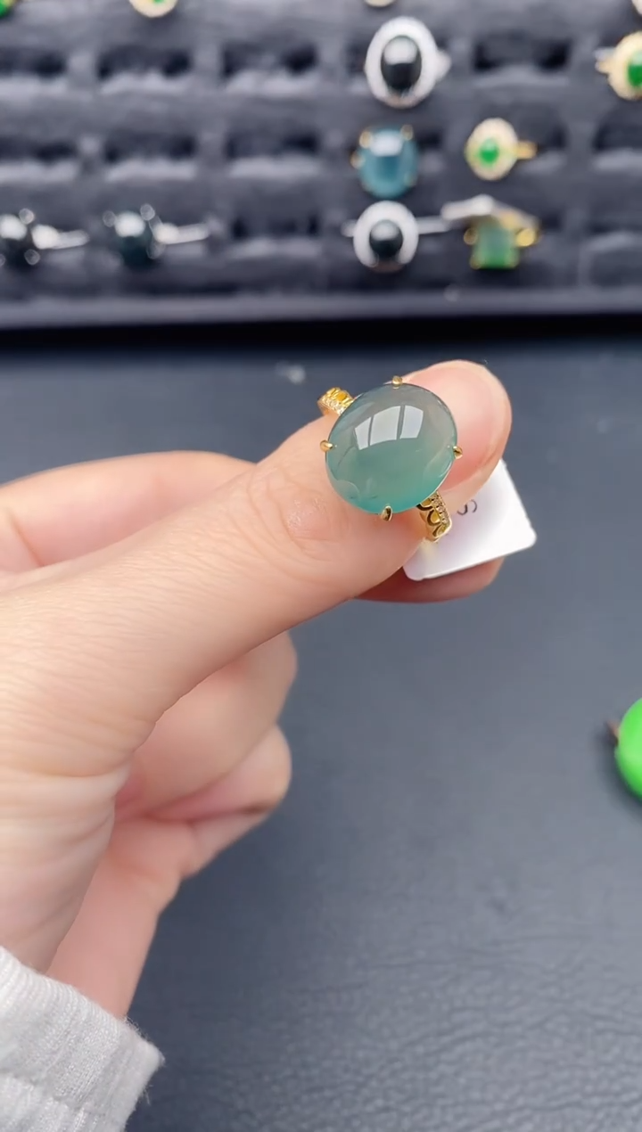 银S925镶嵌戒指翡翠天然a货翡翠551