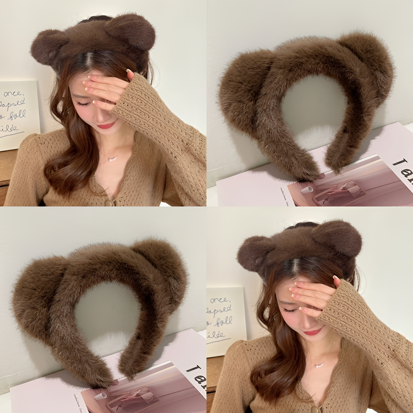 可爱猫耳朵网红毛绒发箍女款洗脸专用头箍外出百搭压发卡发捆头饰