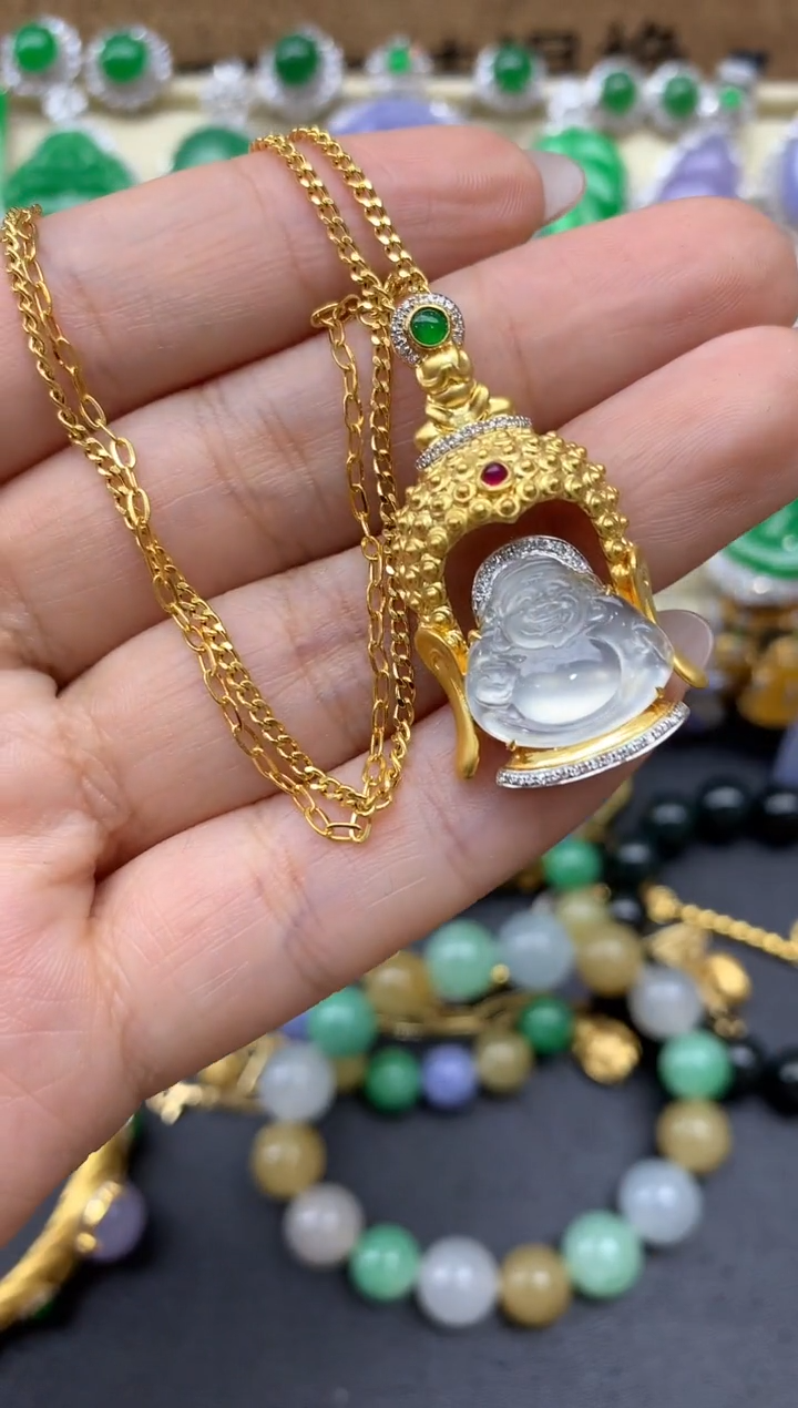 【闪购商品】翡翠颈饰18K金镶嵌382-中国好珍宝