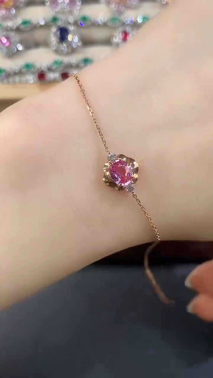 手链彩色蓝宝石18K金镶嵌D360|4980