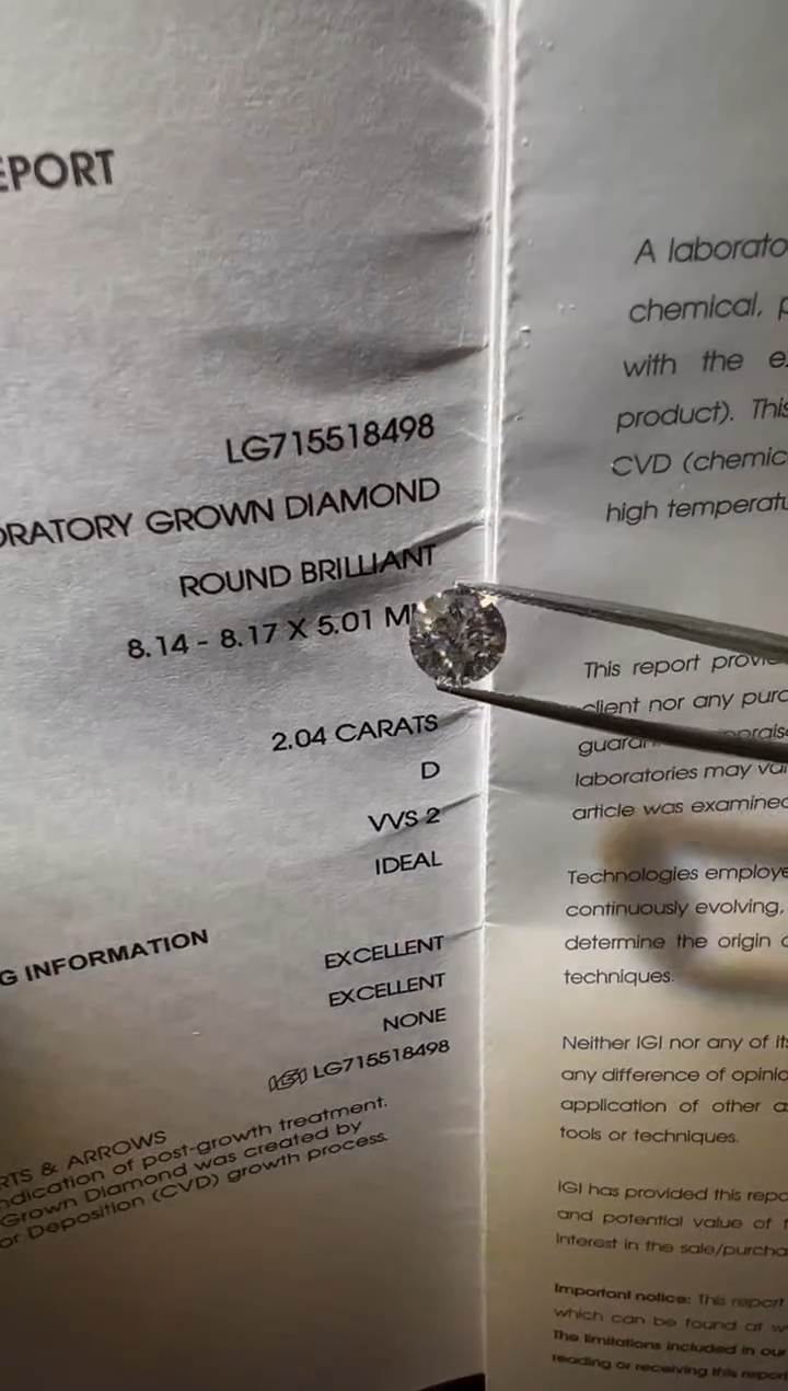 裸石合成钻石一****?LG8498   2.04ct