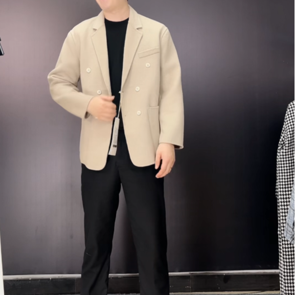 【直播专链2】时尚秋冬男士羊毛夹克单西双面呢大衣