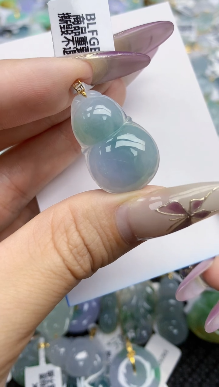 翡翠挂件18K金镶嵌411   天然翡翠A货