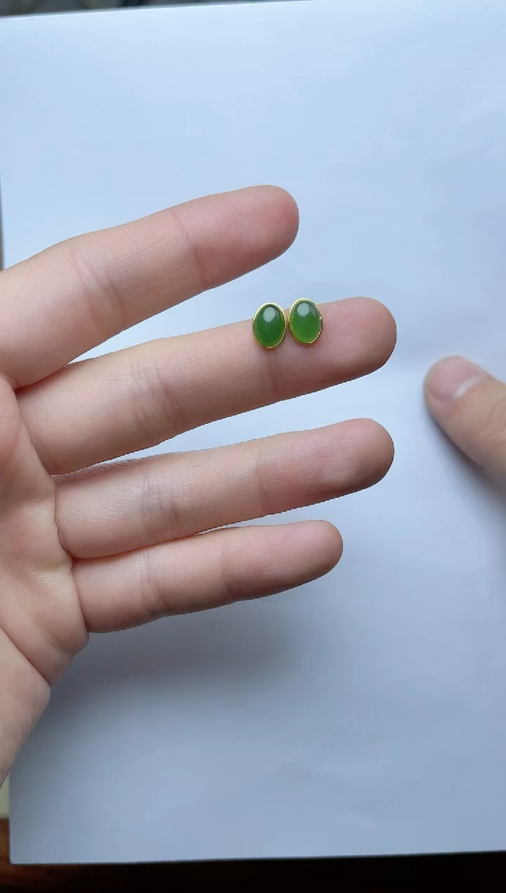 【闪购商品】和田玉耳饰银S925镶嵌耳钉kk