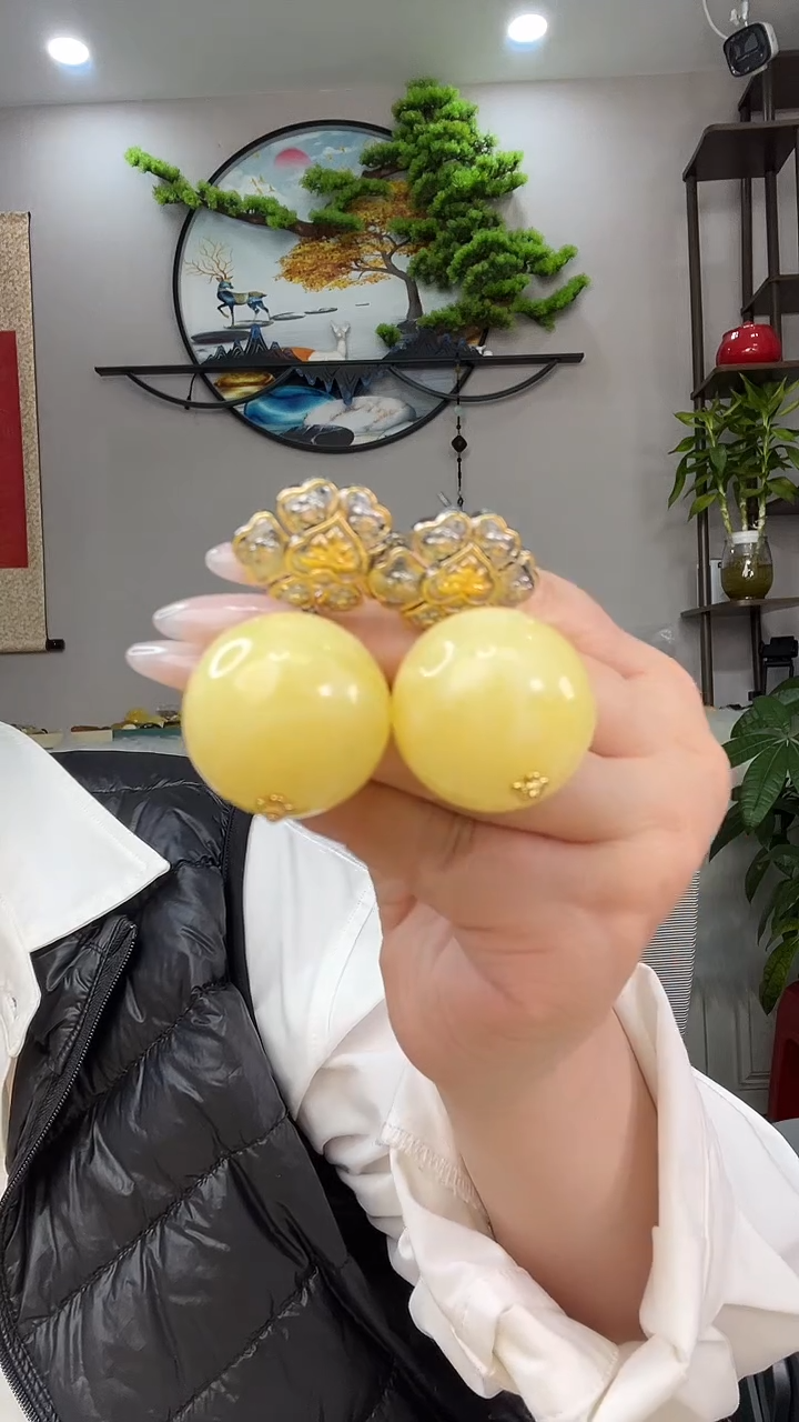 【闪购商品】琥珀耳饰银S925镶嵌耳环