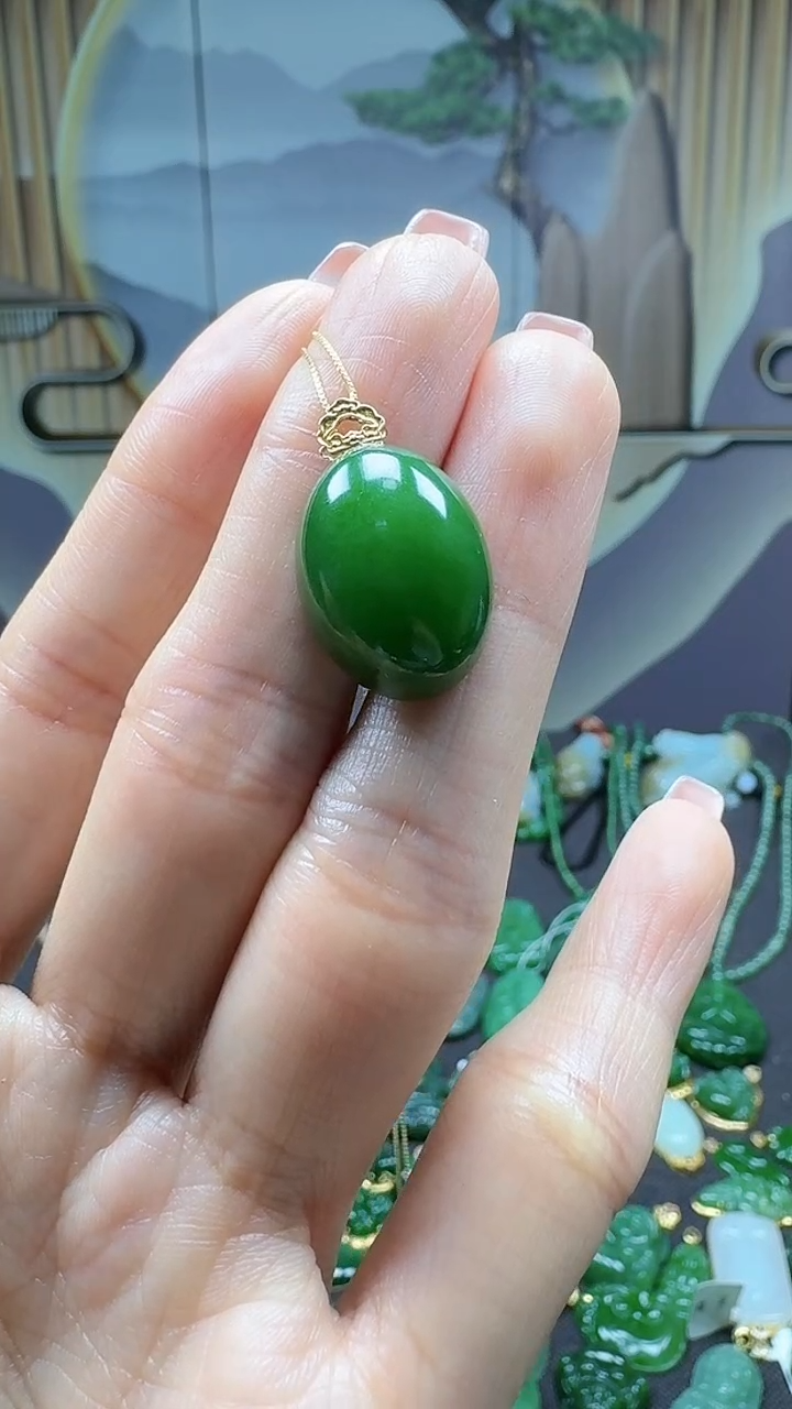 【闪购商品】和田玉吊坠(不含链)18K金镶嵌1