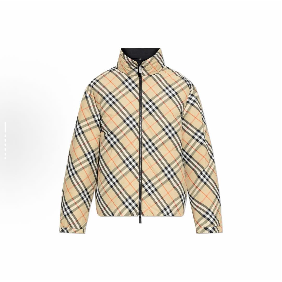未使用 BURBERRY/博柏利 格纹双面穿立领拉链长袖羽绒服8096095