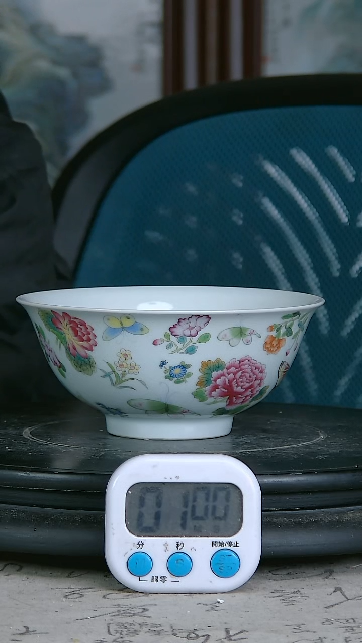 陶兵粉彩精绘花卉图碗