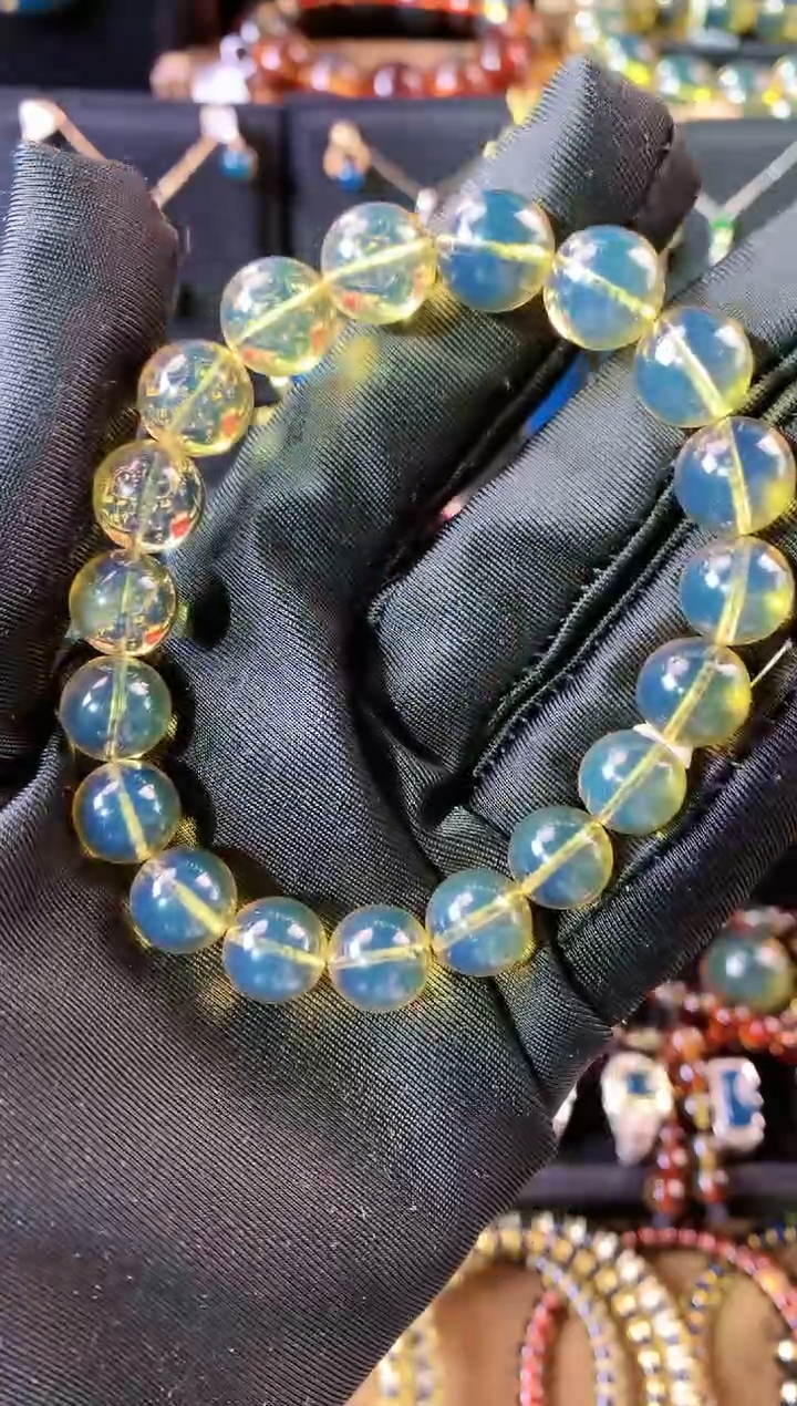 【闪购商品】琥珀珠宝奇石未镶嵌10mm高蓝手串