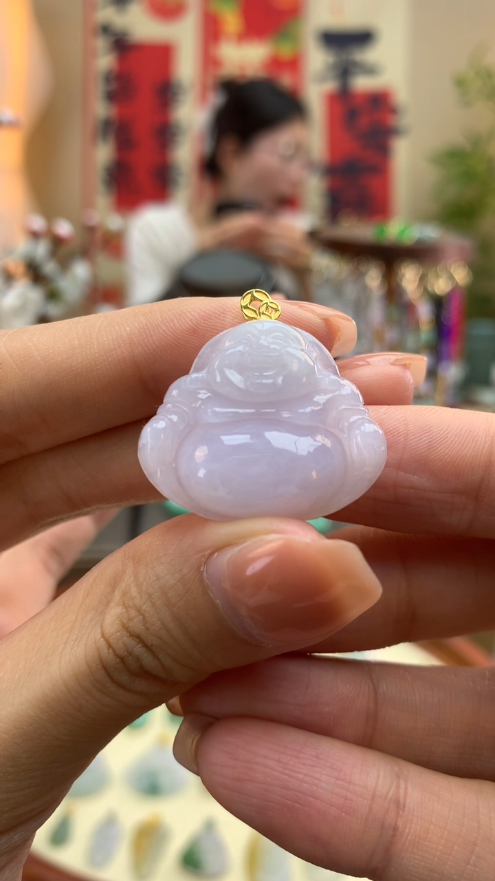 【闪购商品】翡翠颈饰18K金镶嵌佛公