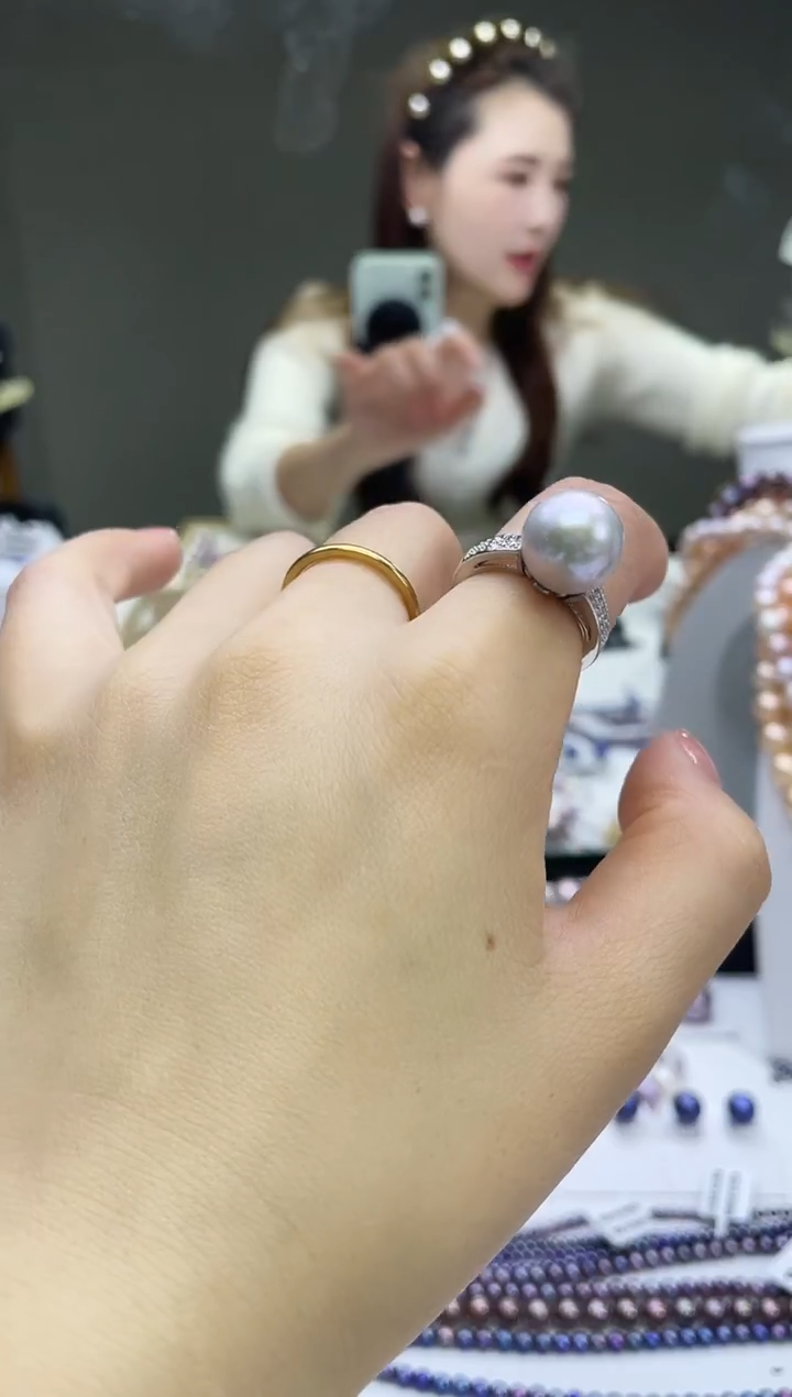 未镶嵌戒指淡水珍珠灰色系