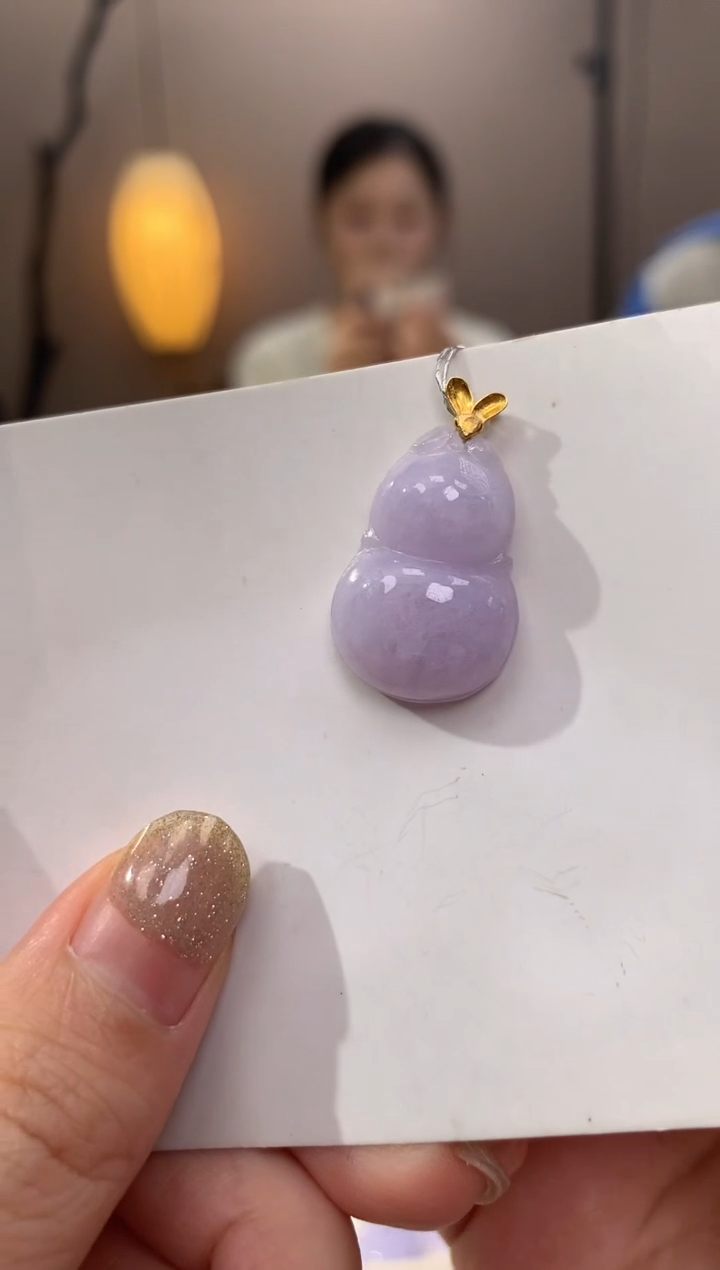 翡翠18K金镶嵌颈饰天然缅甸a货翡翠