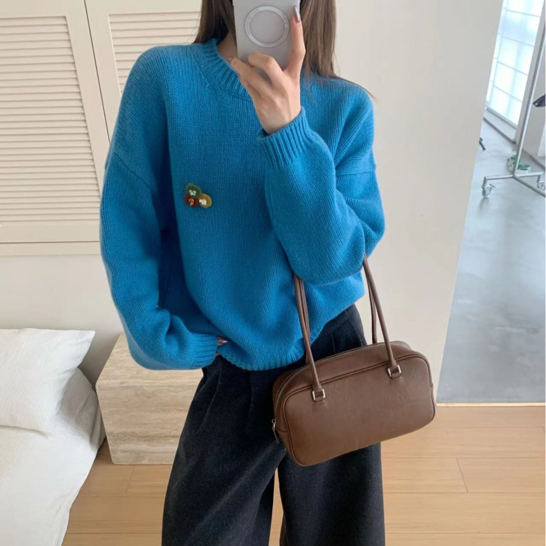 【素简.510197】2025秋冬新款100绵羊毛太阳花骨朵女装上新羊毛衫