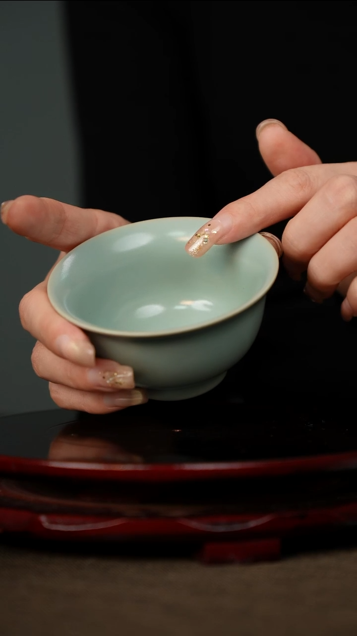  仿古釉 大压手杯支钉烧