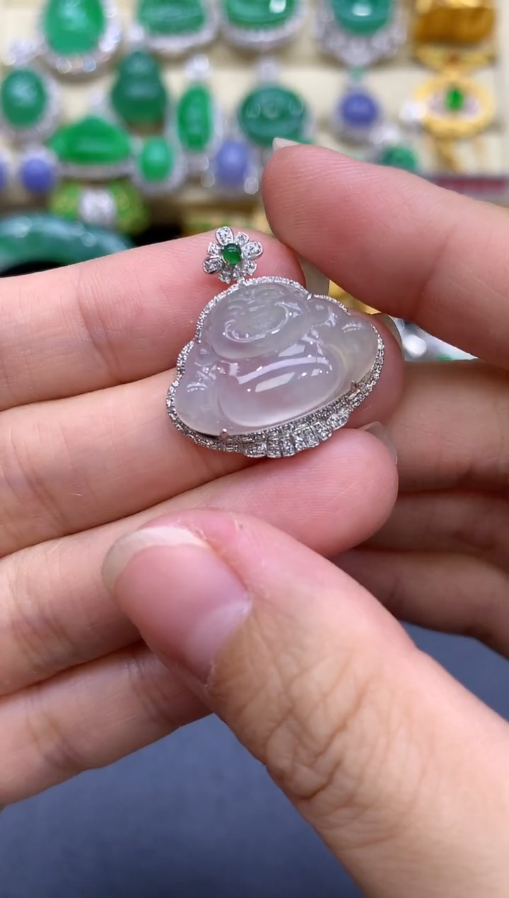 颈饰18K金镶嵌翡翠357-中国好珍宝