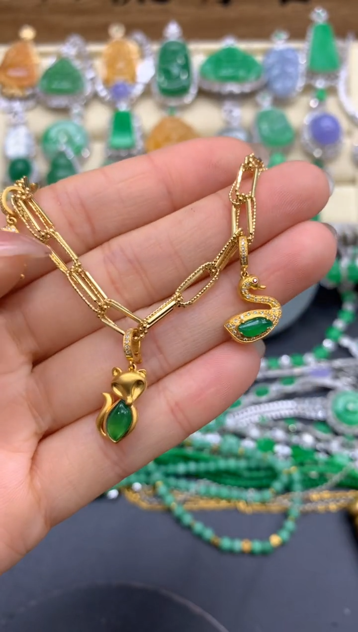 【闪购商品】翡翠手链18K金镶嵌469-中国好珍宝