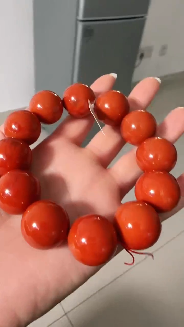 未镶嵌多样性发一件南红玛瑙柿锦红22mm保山圆珠单圈 