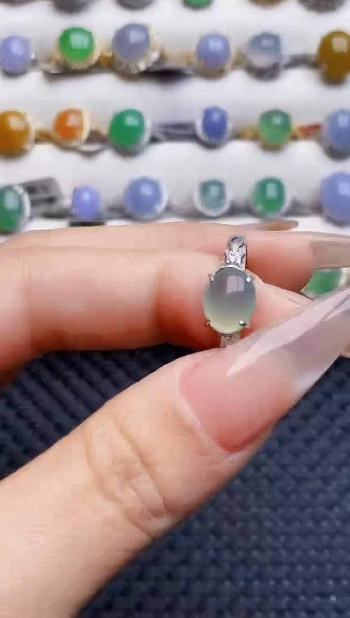 银S925镶嵌戒指翡翠1276