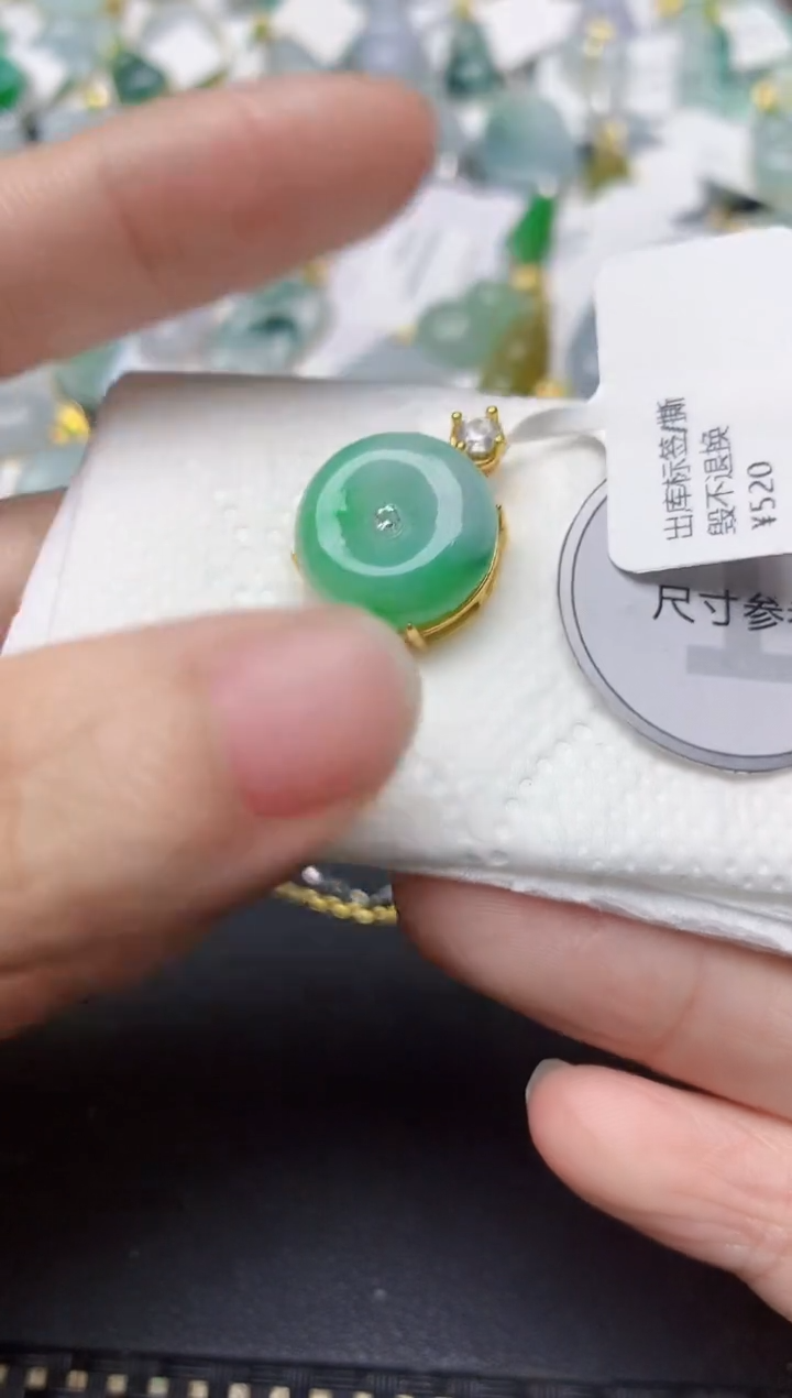 颈饰银S925镶嵌翡翠天然翡翠A货