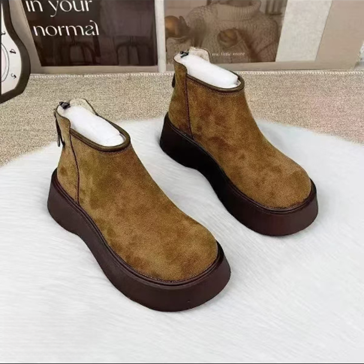 2025冬季新款厚底软底马丁靴女冬加绒保暖雪地棉鞋复古时尚