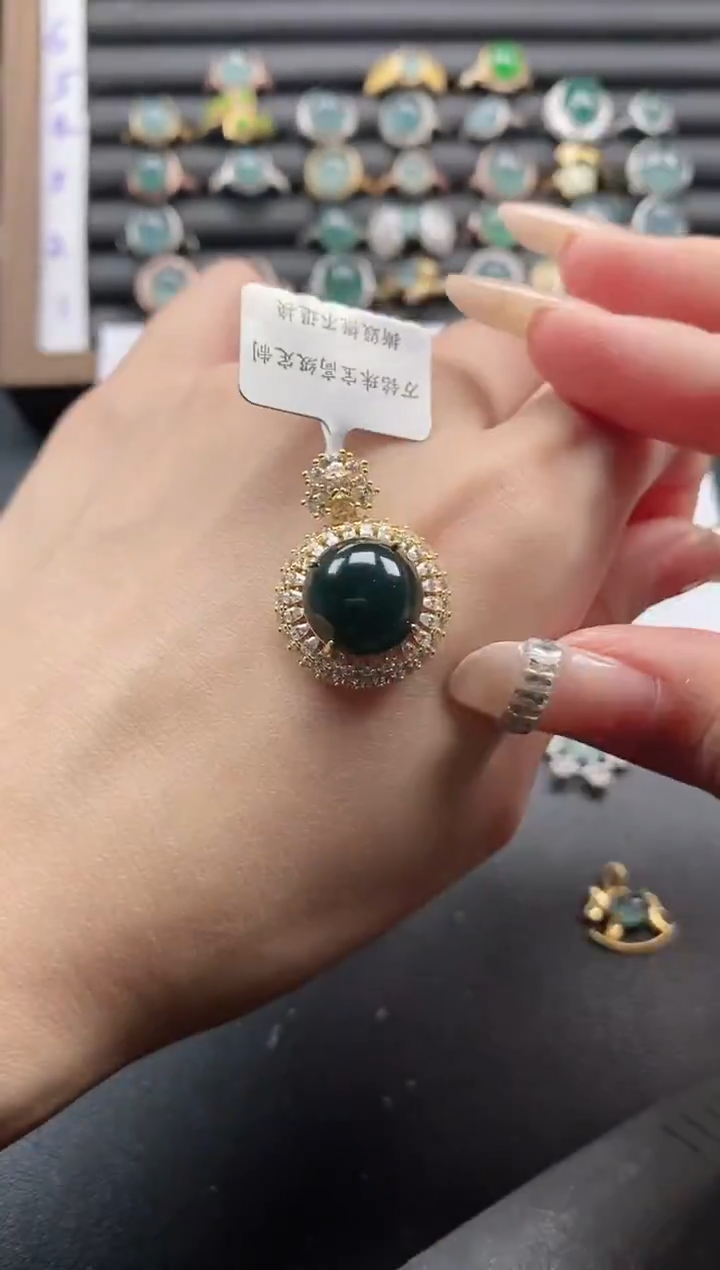 银S925镶嵌戒指翡翠51511