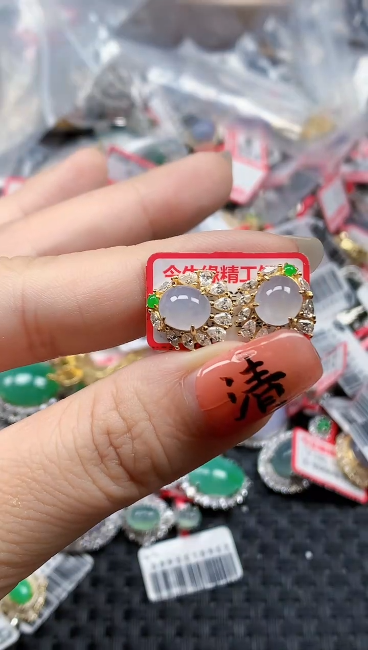 银S925镶嵌戒指翡翠天然A货缅甸翡翠