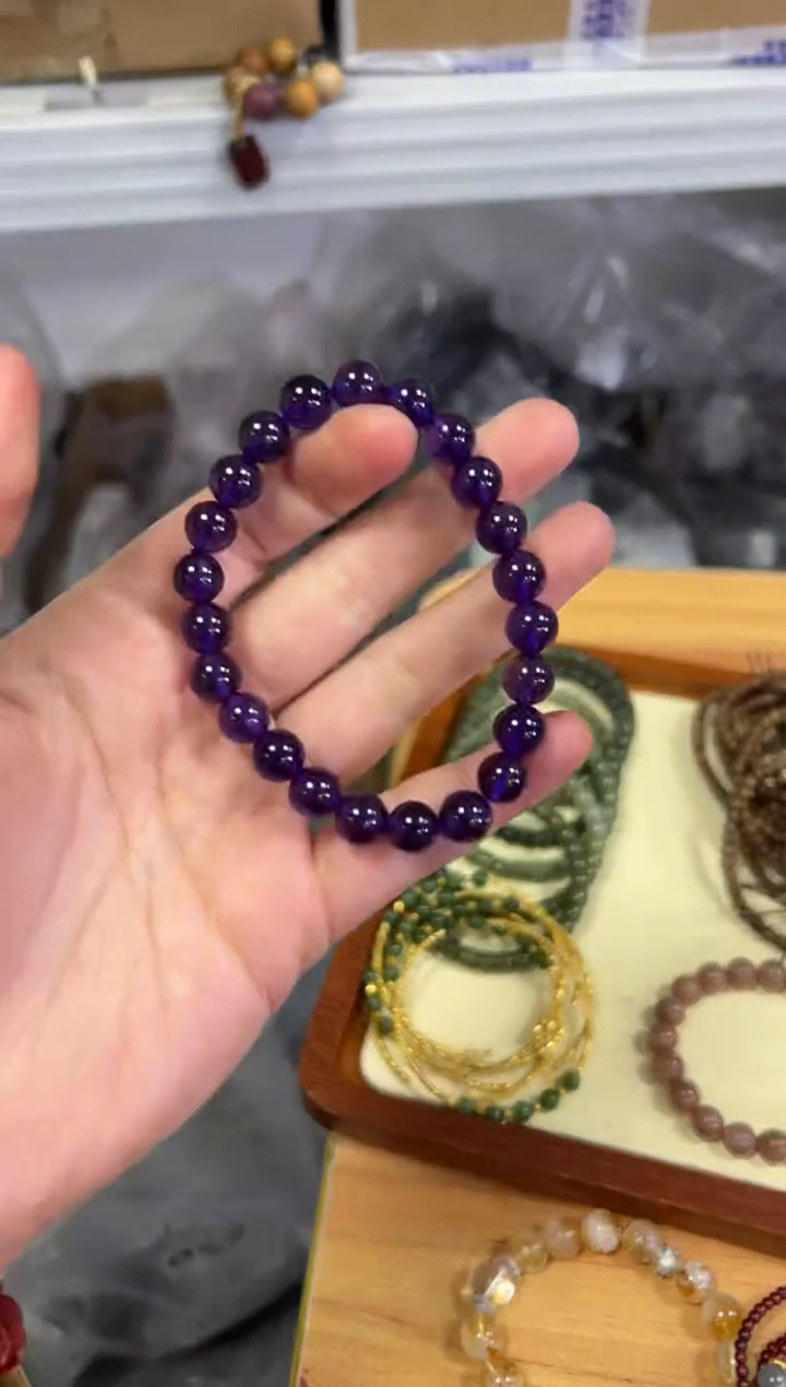 【闪购商品】水晶手链未镶嵌浓郁紫超水晶圆珠手链[3785]