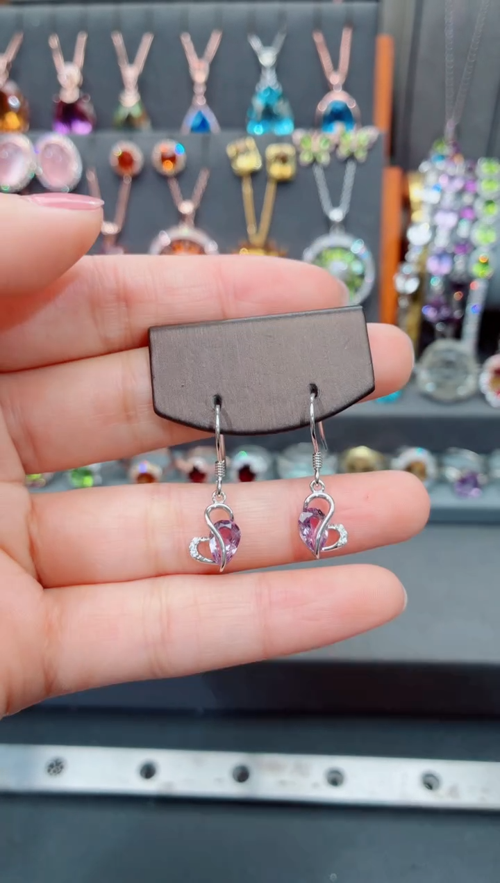 银S925镶嵌耳饰水晶水晶耳饰