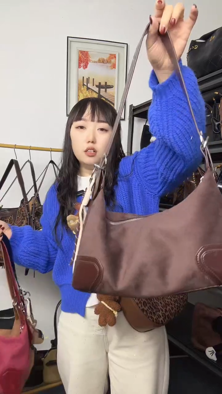 山羊皮（革）秒杀拼接咖色