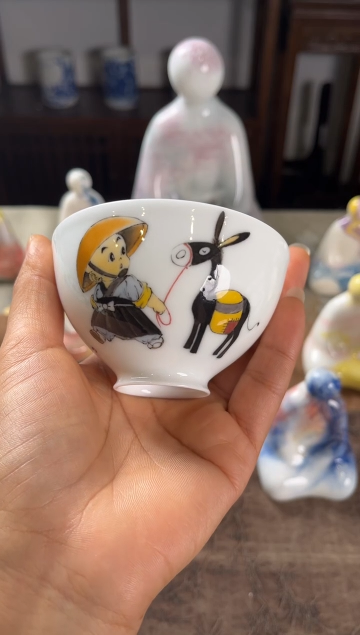 景德镇文祥窑手工釉下彩陶瓷单杯