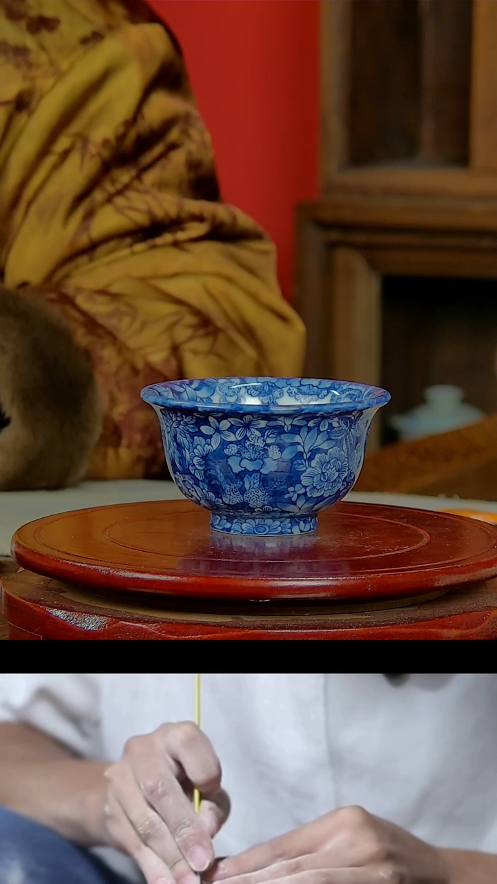 【闪购商品】023景德镇民间艺人青花万花压手杯